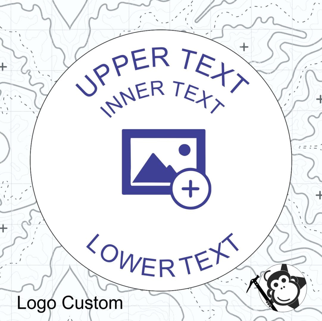 A sticker with an image and text in the middle.